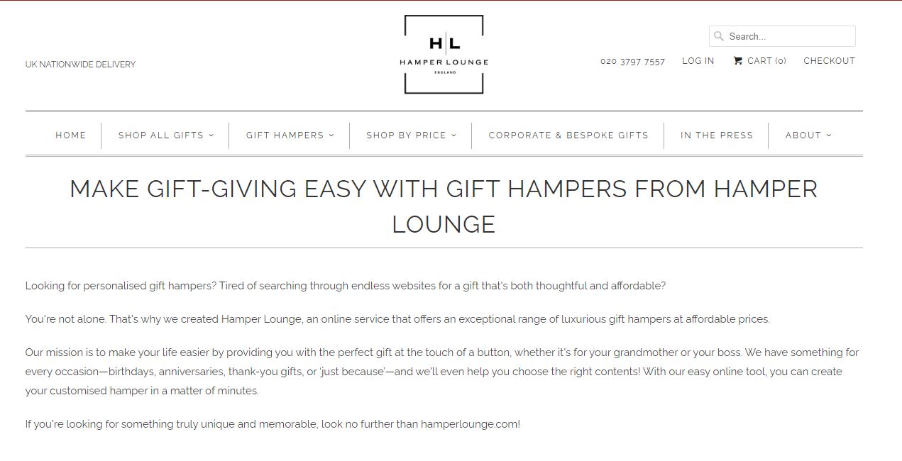 Hamper lounge gifts